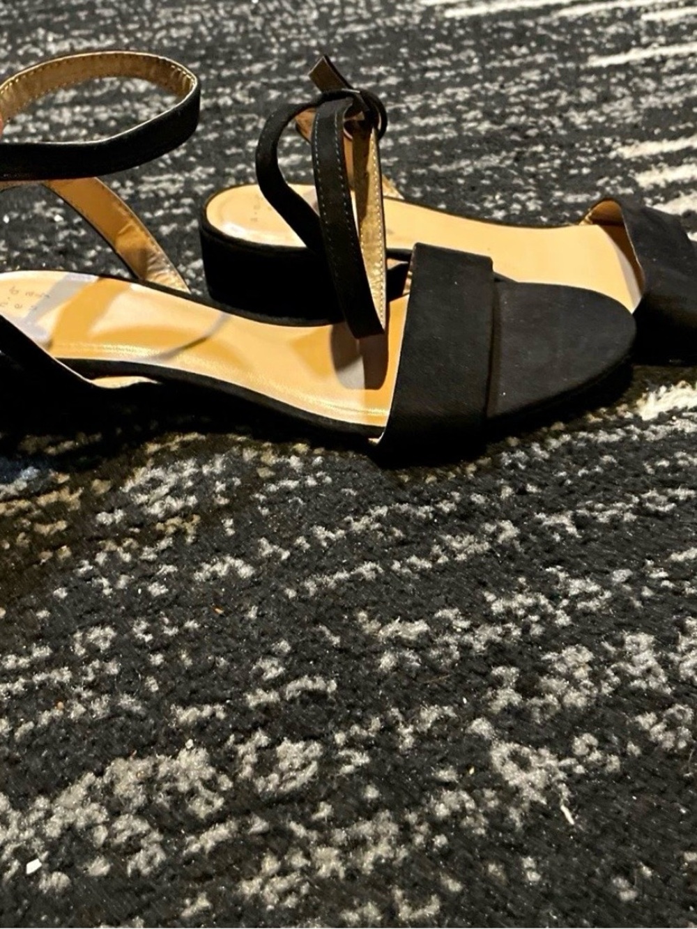 Women’s Black Ankle-Strap Low Block Heel Sandals